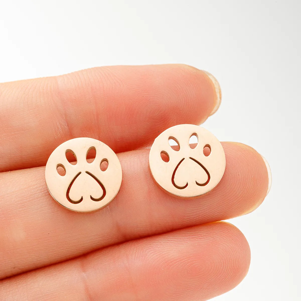 1 Pair Sweet Simple Style Paw Print Plating 304 Stainless Steel 18K Gold Plated Ear Studs