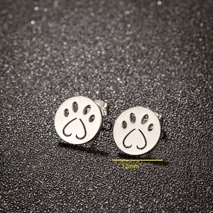 1 Pair Sweet Simple Style Paw Print Plating 304 Stainless Steel 18K Gold Plated Ear Studs