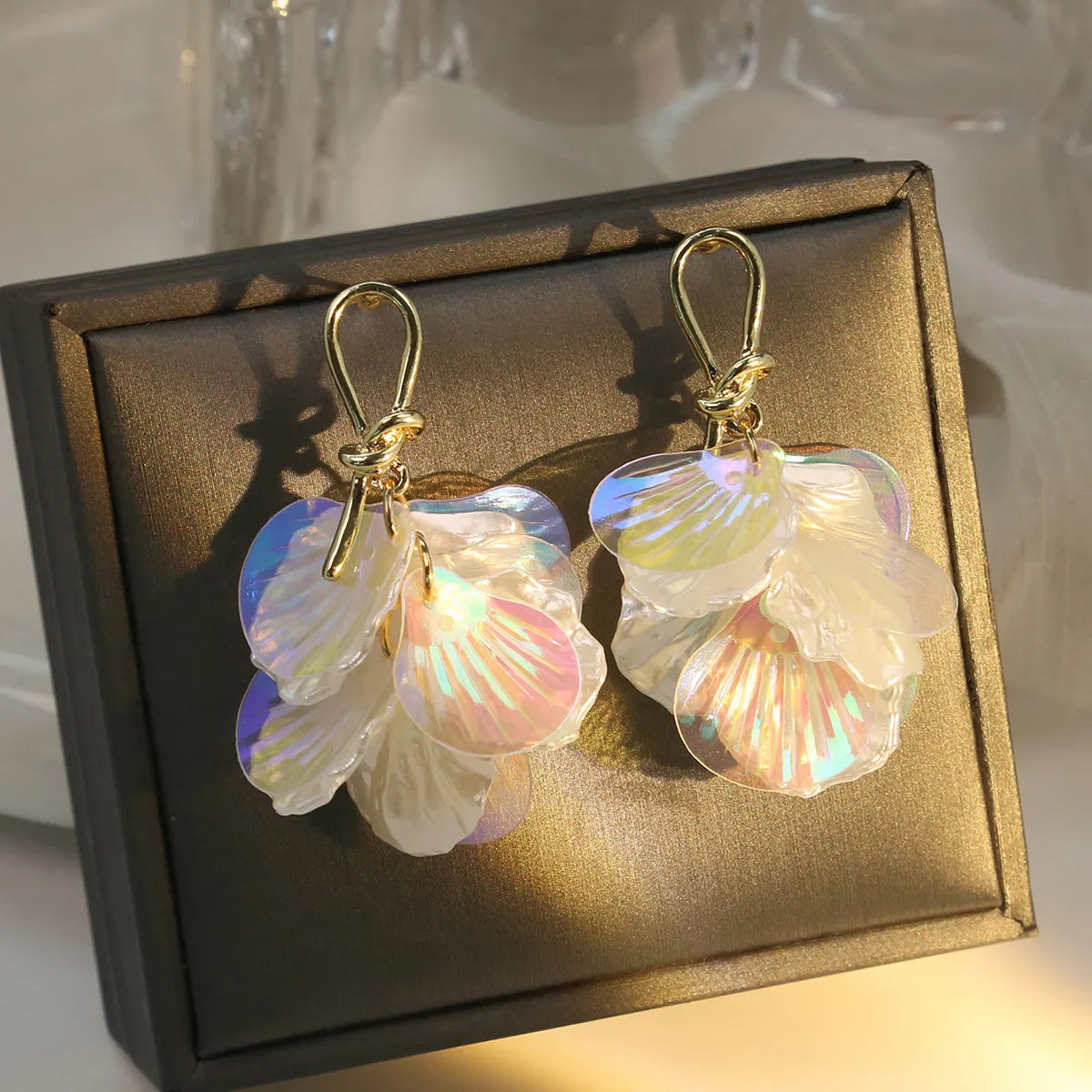 1 Pair Sweet Simple Style Petal Resin Drop Earrings