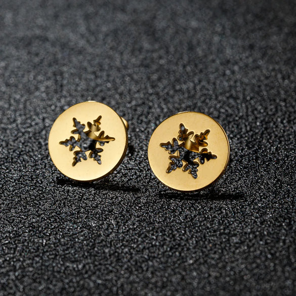 1 Pair Sweet Simple Style Pineapple Snowflake Polishing 304 Stainless Steel 18K Gold Plated Ear Studs