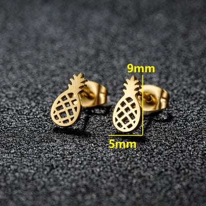 1 Pair Sweet Simple Style Pineapple Snowflake Polishing 304 Stainless Steel 18K Gold Plated Ear Studs