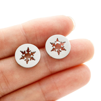 1 Pair Sweet Simple Style Pineapple Snowflake Polishing 304 Stainless Steel 18K Gold Plated Ear Studs