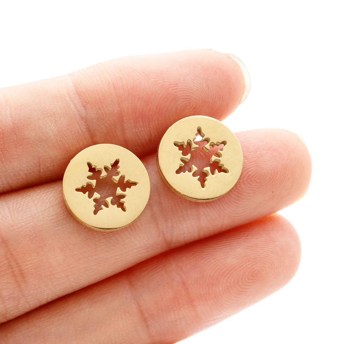 1 Pair Sweet Simple Style Pineapple Snowflake Polishing 304 Stainless Steel 18K Gold Plated Ear Studs