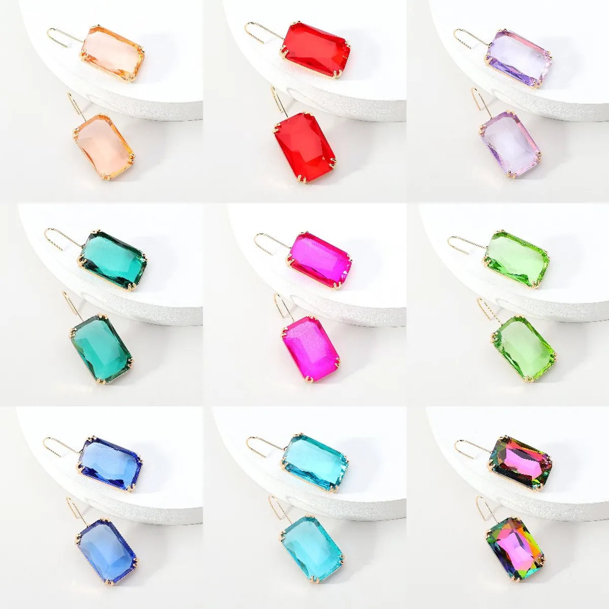 1 Pair Sweet Simple Style Rectangle Inlay Alloy Glass Ear Hook