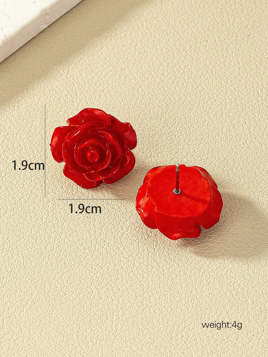 1 Pair Sweet Simple Style Rose Arylic Acrylic Ear Studs