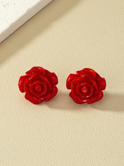 1 Pair Sweet Simple Style Rose Arylic Acrylic Ear Studs