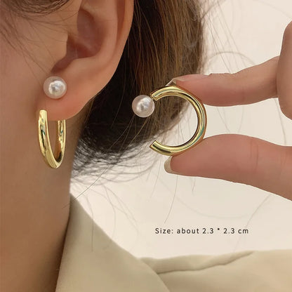 1 Pair Sweet Simple Style Round Inlay Alloy Artificial Pearls Ear Studs