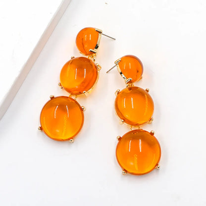 1 Pair Sweet Simple Style Round Inlay Alloy Resin Drop Earrings