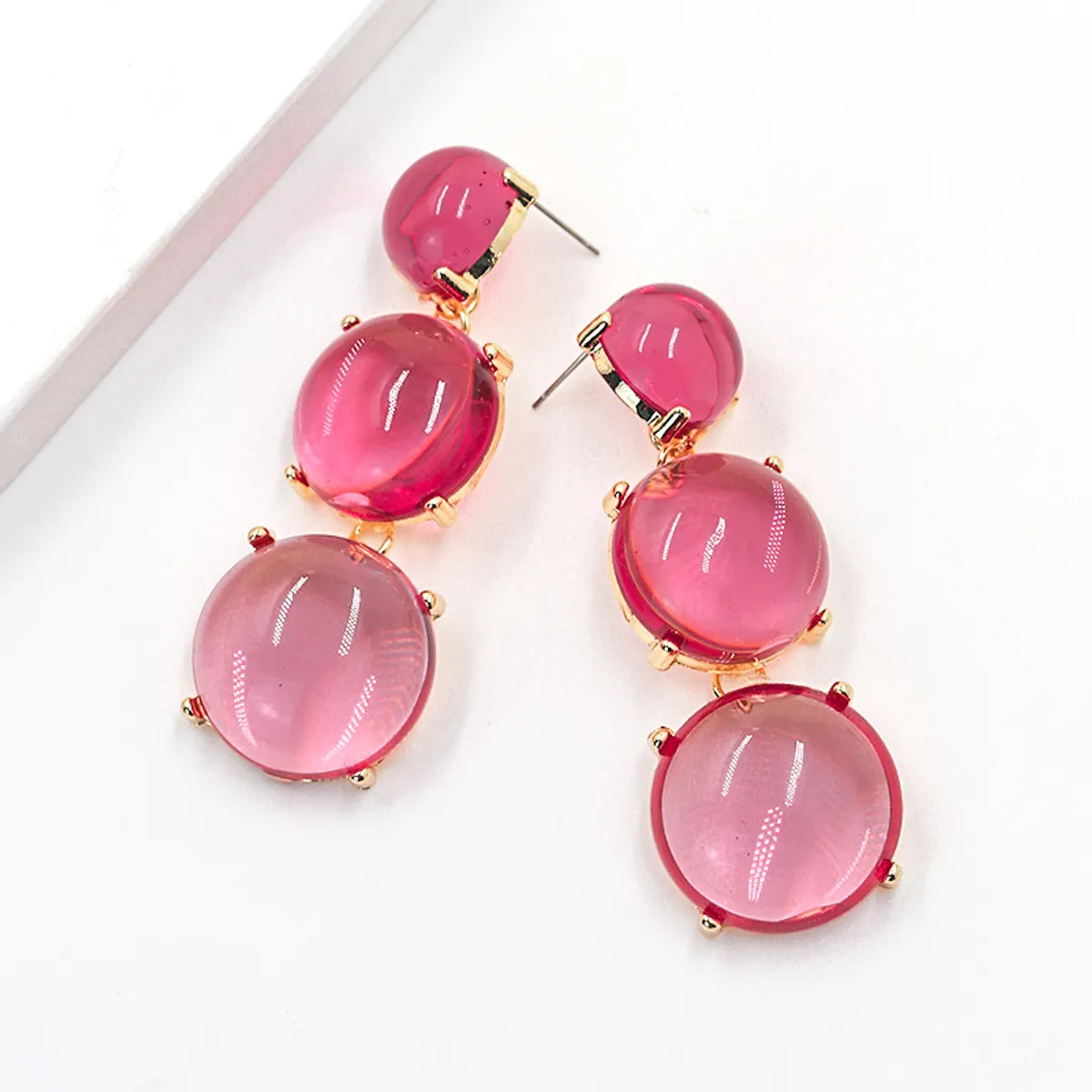 1 Pair Sweet Simple Style Round Inlay Alloy Resin Drop Earrings