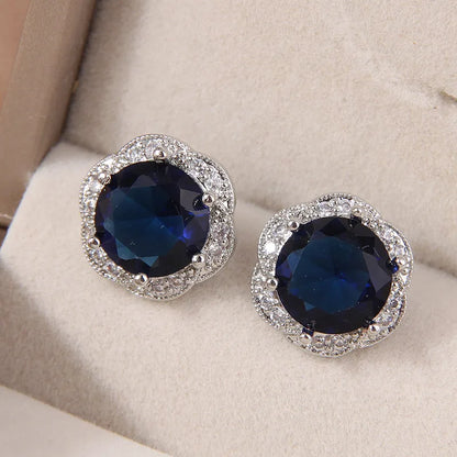 1 Pair Sweet Simple Style Round Inlay Copper Zircon Ear Studs