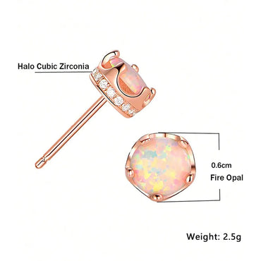 1 Pair Sweet Simple Style Round Plating Inlay Copper Artificial Gemstones Zircon Rose Gold Plated Ear Studs