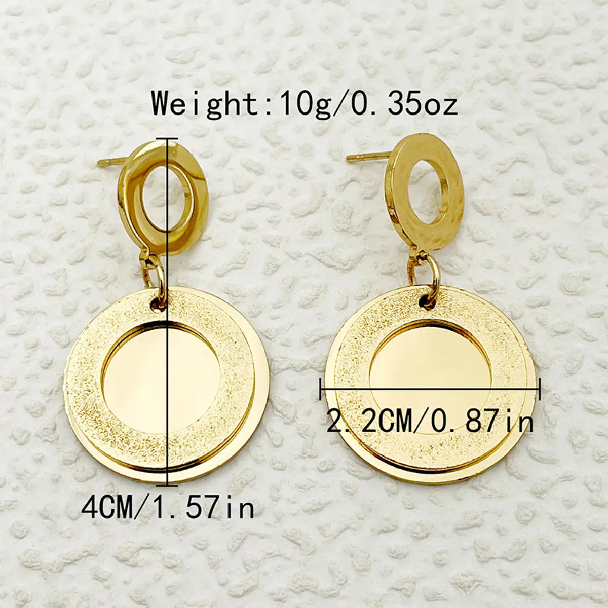 1 Pair Sweet Simple Style Round Plating Stainless Steel Gold Plated Drop Earrings