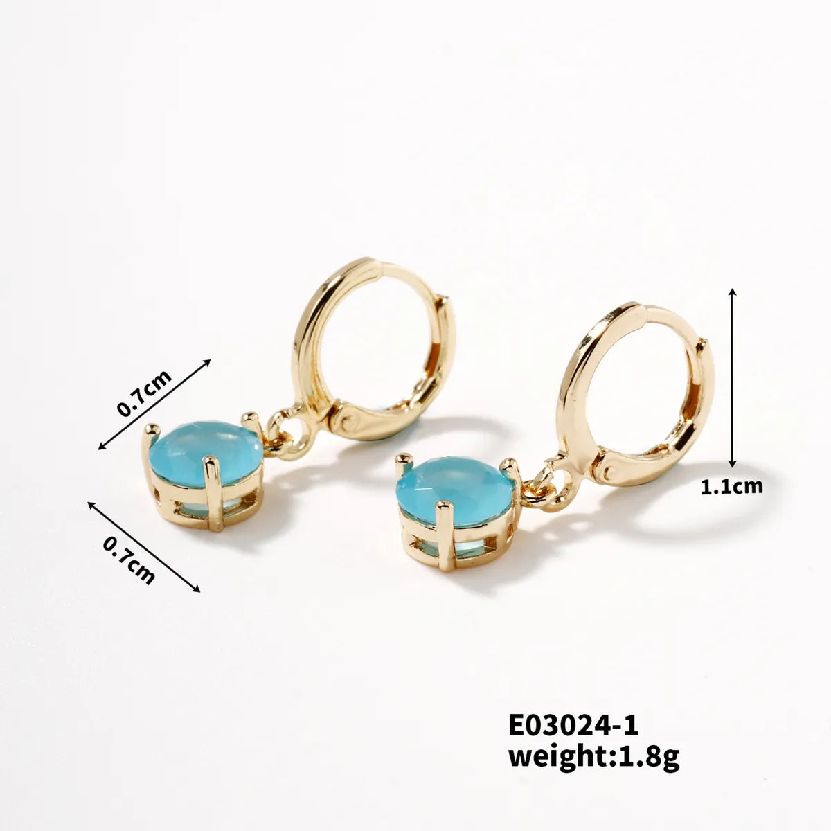 1 Pair Sweet Simple Style Round Water Droplets Plating Inlay Copper Glass K Gold Plated Drop Earrings