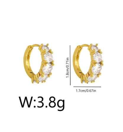 1 Pair Sweet Simple Style Shiny Round Inlay Copper Zircon 18K Gold Plated Earrings