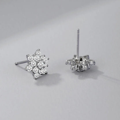 1 Pair Sweet Simple Style Snowflake Inlay Sterling Silver Zircon Ear Studs