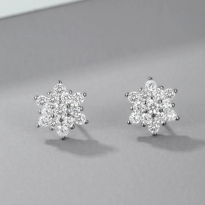 1 Pair Sweet Simple Style Snowflake Inlay Sterling Silver Zircon Ear Studs