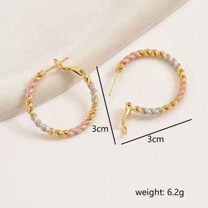 1 Pair Sweet Simple Style Solid Color Twist 201 Stainless Steel 18K Gold Plated Earrings