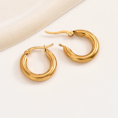 1 Pair Sweet Simple Style Solid Color Twist 201 Stainless Steel 18K Gold Plated Earrings