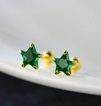 1 Pair Sweet Simple Style Star Plating Inlay Sterling Silver Ear Studs