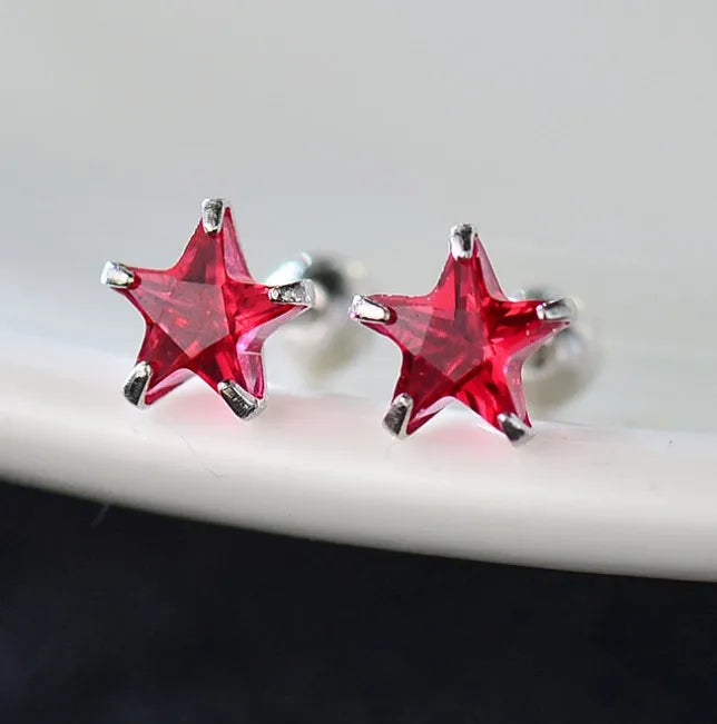 1 Pair Sweet Simple Style Star Plating Inlay Sterling Silver Ear Studs