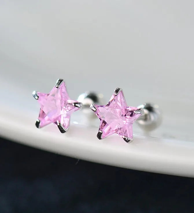 1 Pair Sweet Simple Style Star Plating Inlay Sterling Silver Ear Studs