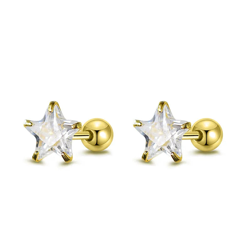 1 Pair Sweet Simple Style Star Plating Inlay Sterling Silver Ear Studs