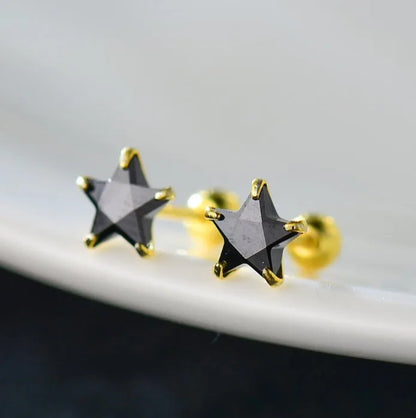 1 Pair Sweet Simple Style Star Plating Inlay Sterling Silver Ear Studs