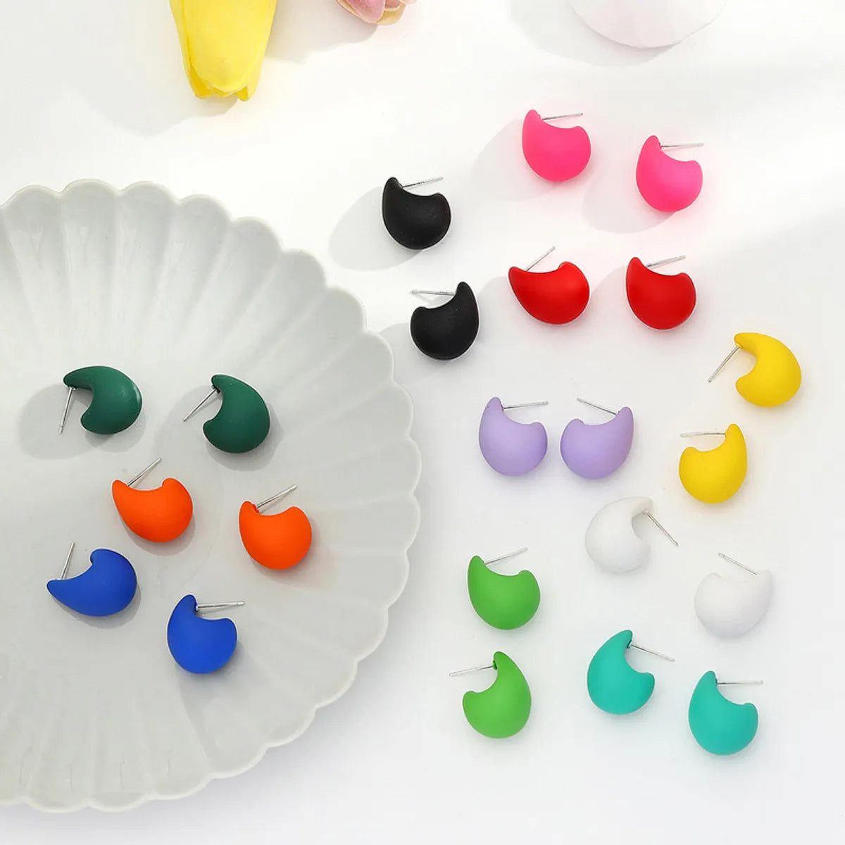 1 Pair Sweet Simple Style Water Droplets Plastic Resin Ear Studs