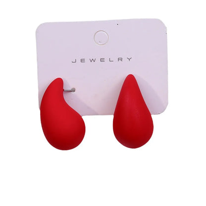 1 Pair Sweet Simple Style Water Droplets Solid Color Spray Paint Arylic Ear Studs