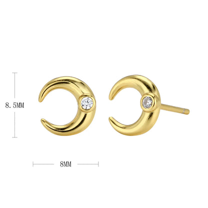 1 Pair Sweet Solid Color Plating Inlay Sterling Silver Zircon Gold Plated Ear Studs