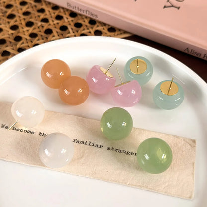 1 Pair Sweet Solid Color Resin Ear Studs