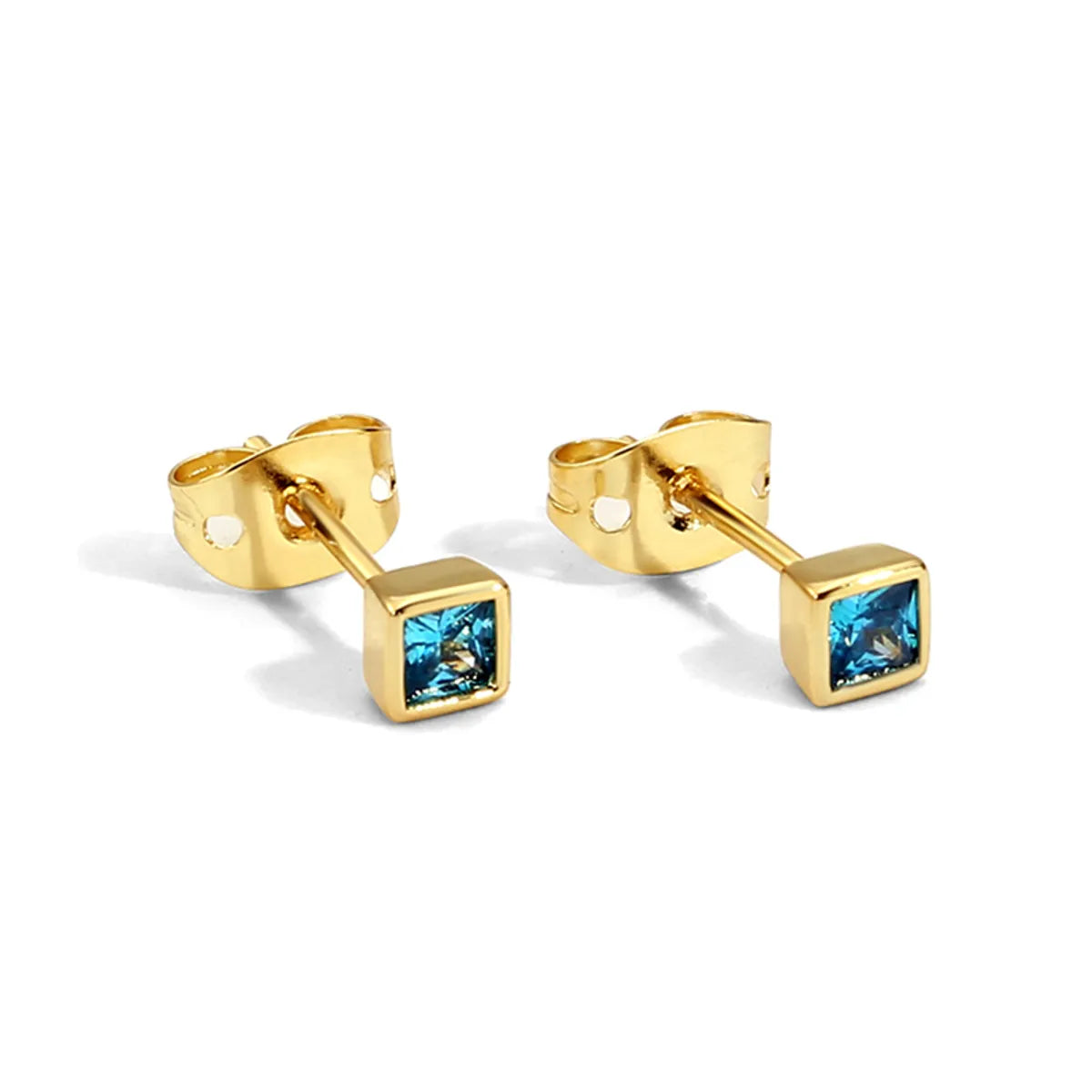 1 Pair Sweet Square Flower Plating Inlay Copper Zircon 18k Gold Plated Ear Studs