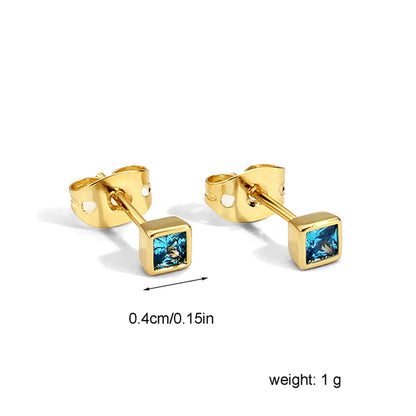 1 Pair Sweet Square Flower Plating Inlay Copper Zircon 18k Gold Plated Ear Studs