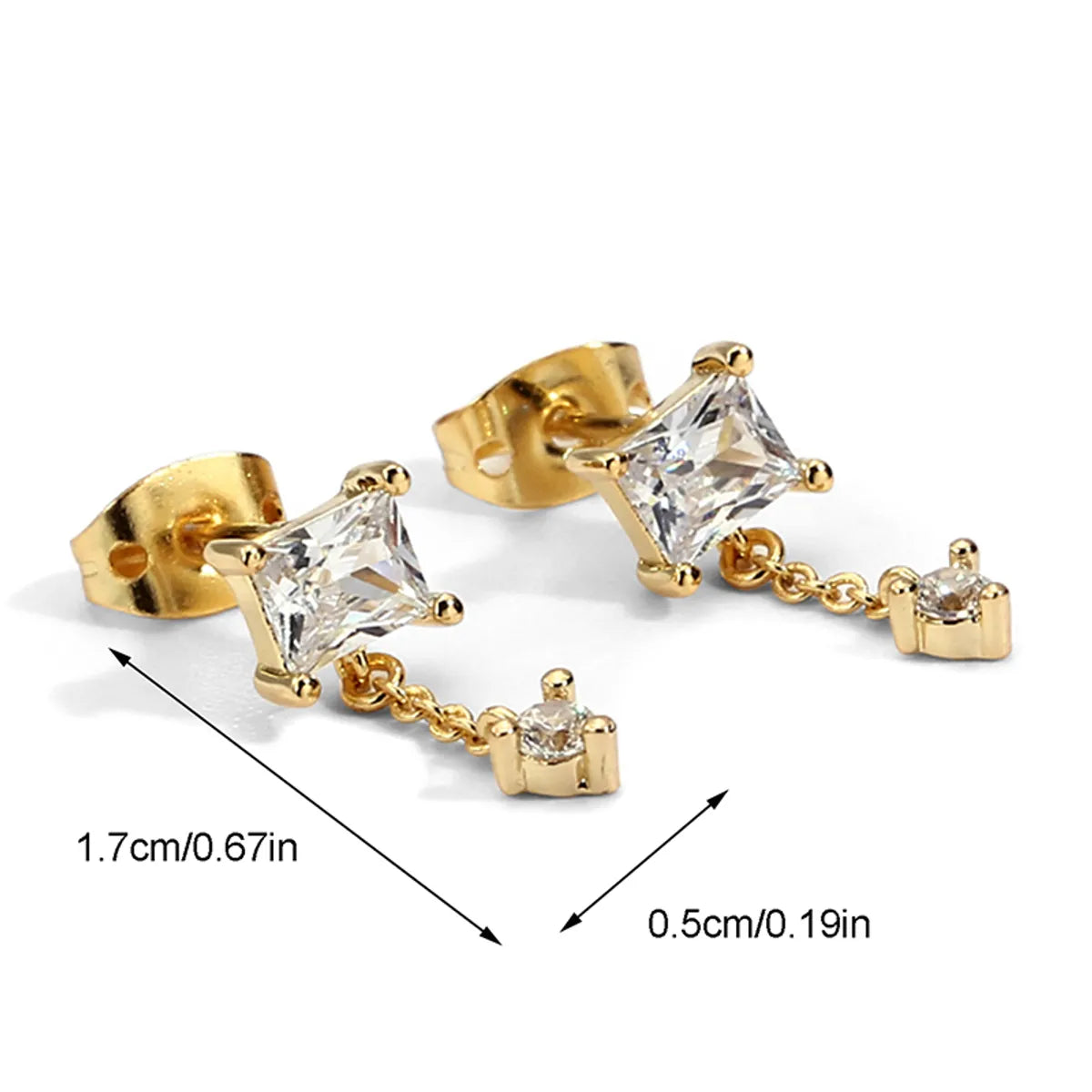 1 Pair Sweet Square Flower Plating Inlay Copper Zircon 18k Gold Plated Ear Studs