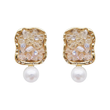 1 Pair Sweet Square Rhinestone Drop Earrings