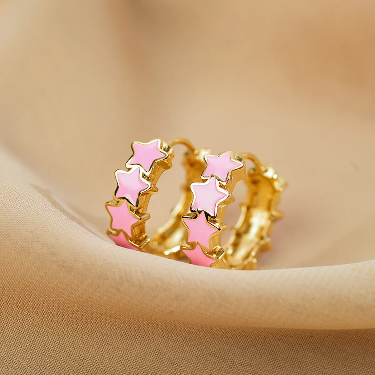 1 Pair Sweet Star Enamel Copper Earrings