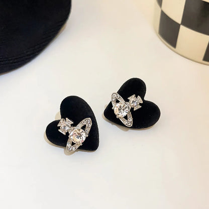 1 Pair Sweet Star Flower Inlay Alloy Rhinestones Pearl Ear Studs