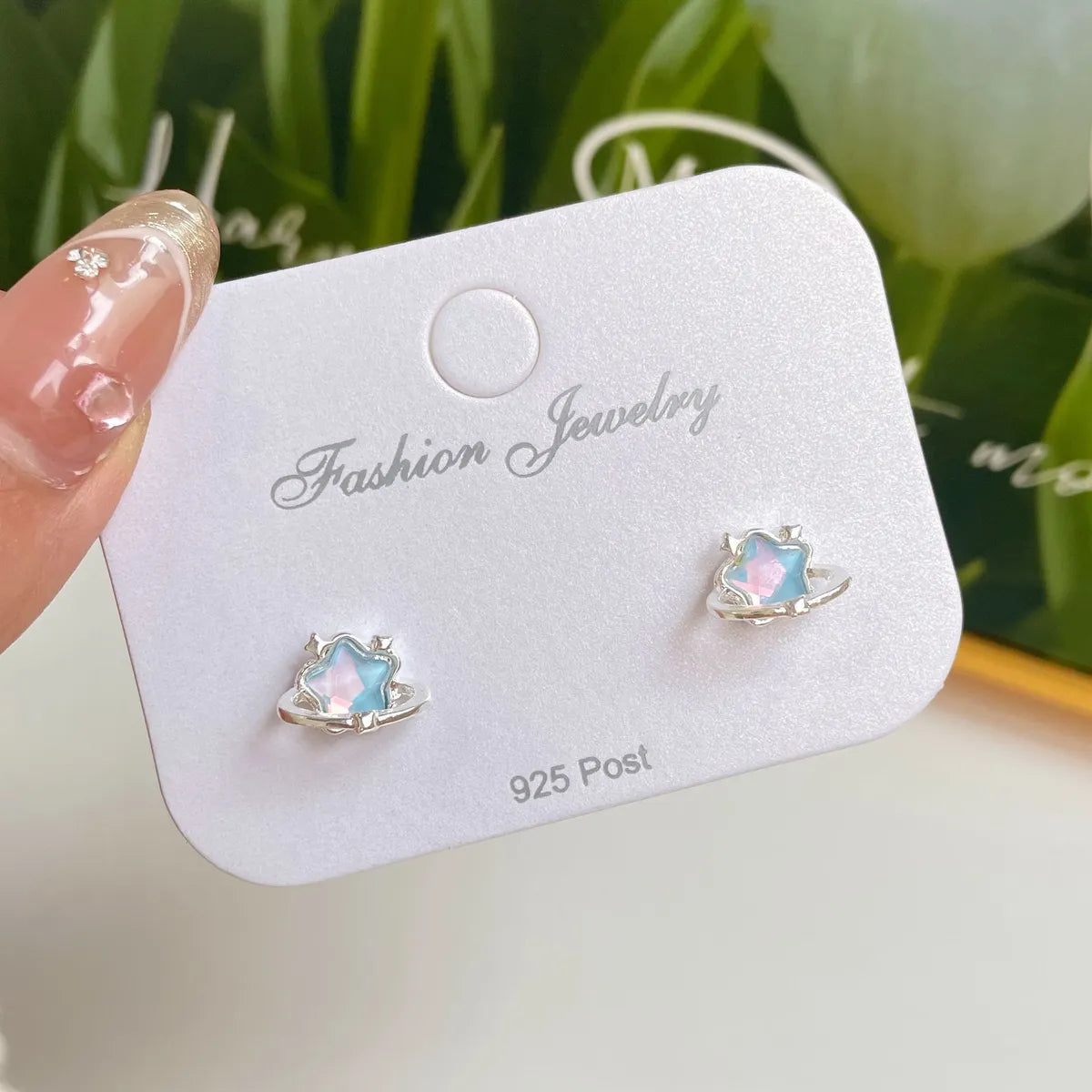 1 Pair Sweet Star Inlay Alloy Zircon Drop Earrings