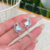 1 Pair Sweet Star Inlay Alloy Zircon Drop Earrings