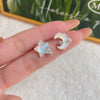 1 Pair Sweet Star Inlay Alloy Zircon Drop Earrings