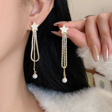 1 Pair Sweet Star Plating Inlay Alloy Artificial Pearls Gold Plated Drop Earrings