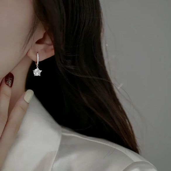 1 Pair Sweet Star Plating Inlay Copper Artificial Gemstones Drop Earrings