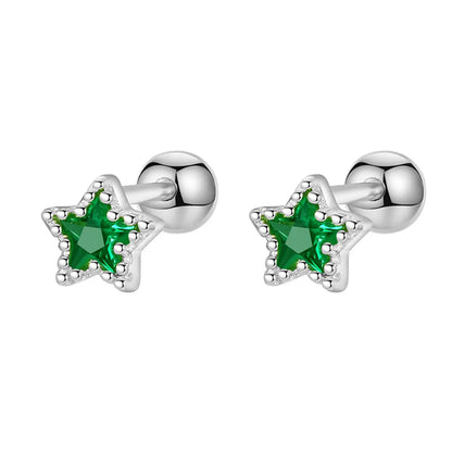 1 Pair Sweet Star Sterling Silver Inlay Zircon Ear Studs