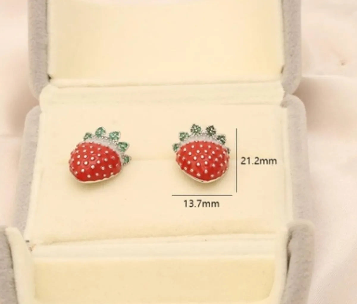 1 Pair Sweet Strawberry Enamel Plating Inlay Copper Zircon White Gold Plated Ear Studs