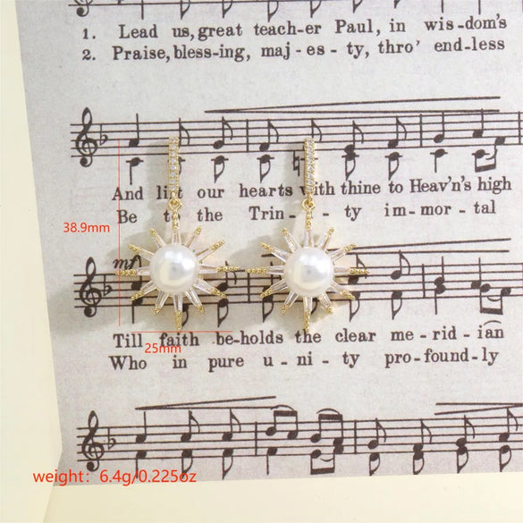 1 Pair Sweet Sun Flower Plating Inlay Copper Zircon K Gold Plated Drop Earrings Ear Studs