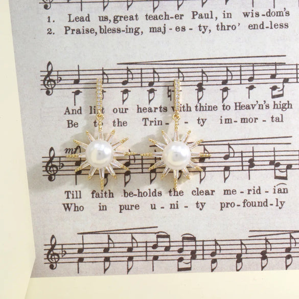 1 Pair Sweet Sun Flower Plating Inlay Copper Zircon K Gold Plated Drop Earrings Ear Studs