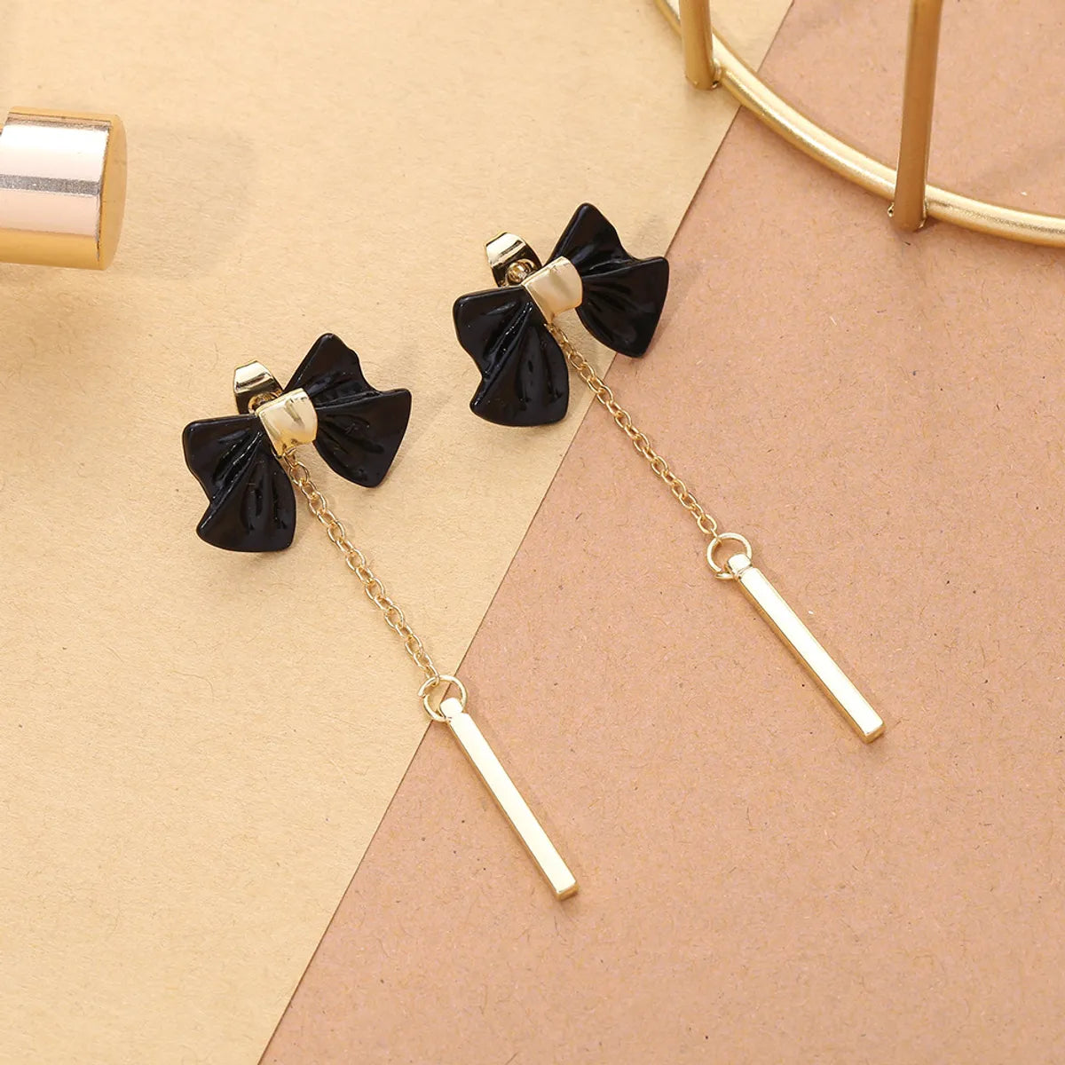 1 Pair Sweet Tassel Bow Knot Plating Alloy Drop Earrings