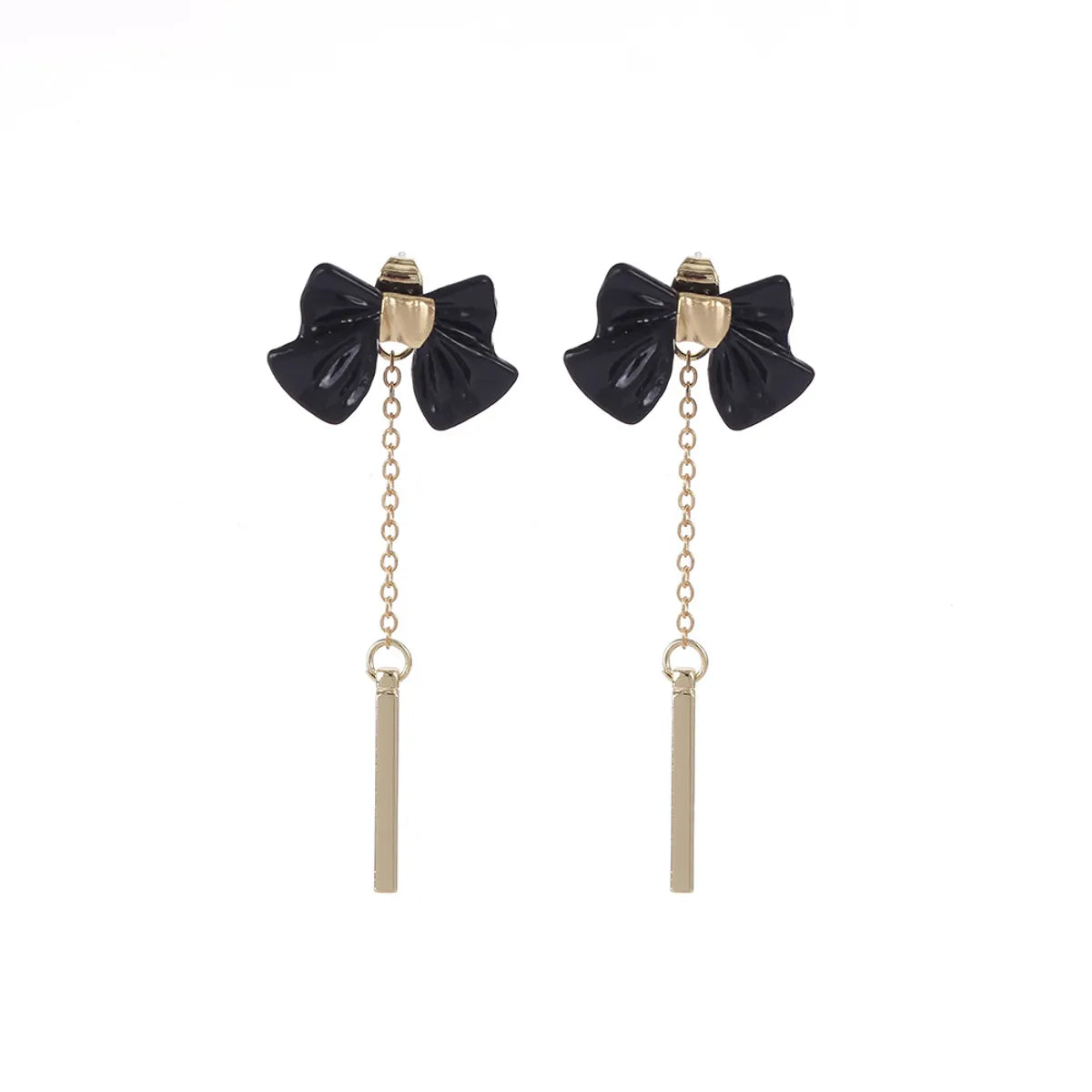 1 Pair Sweet Tassel Bow Knot Plating Alloy Drop Earrings