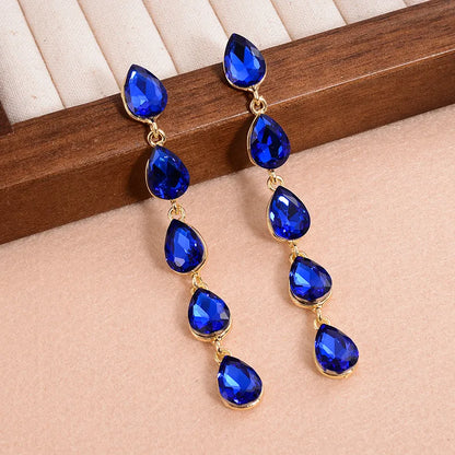 1 Pair Sweet Water Droplets Plating Inlay Alloy Crystal Gold Plated Drop Earrings