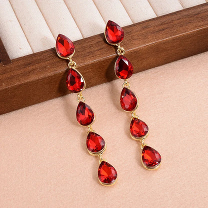 1 Pair Sweet Water Droplets Plating Inlay Alloy Crystal Gold Plated Drop Earrings